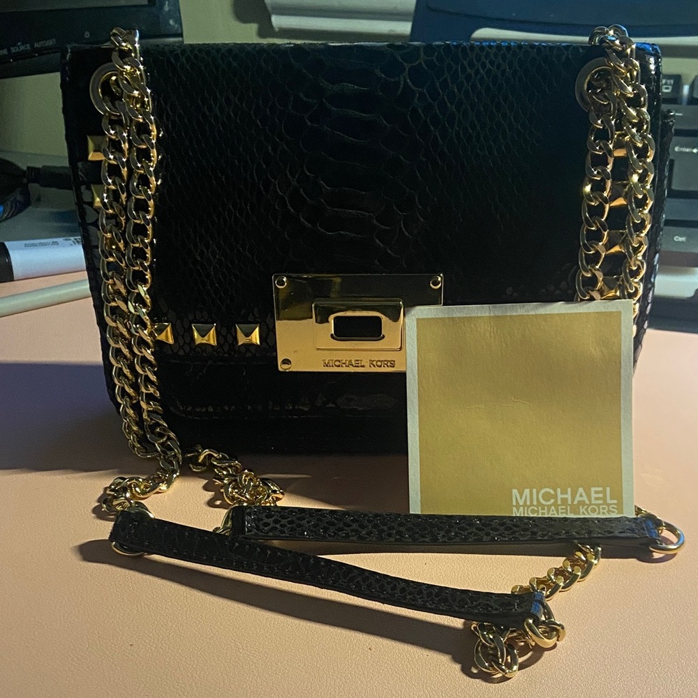 Michael Kors Black Crossbody Bag with Gold Chain